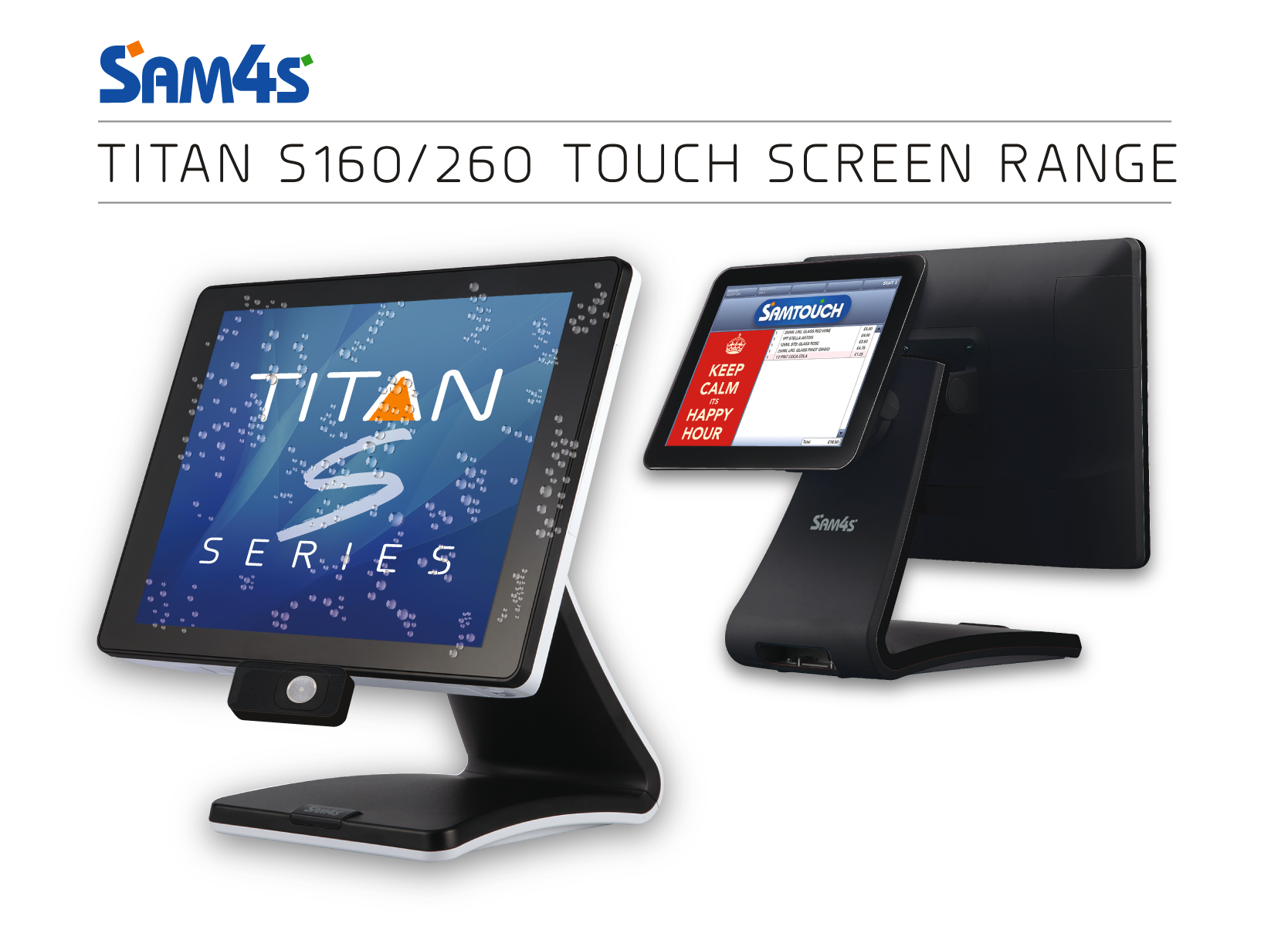 The Sam4s Titan S160 and S260 touch screen range shown together