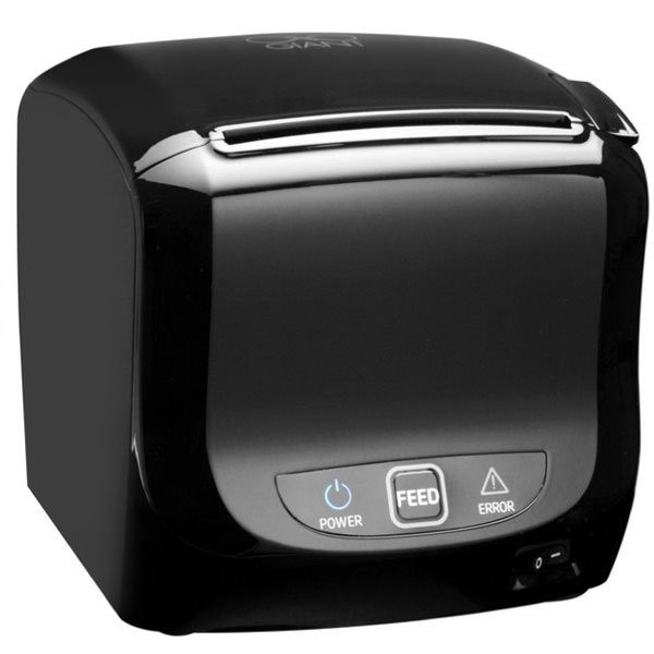 Sam4s Giant 100 thermal receipt printer in black, front view
